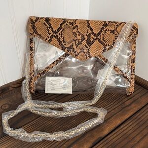 NWT Urban Expressions Snake Print Clear Crossbody Bag for Concerts and Events